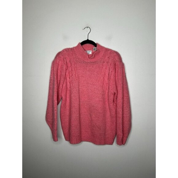 Cable Knit Sweater Bristol Court Womens Pink Pullover 90s Size Large - Picture 1 of 8